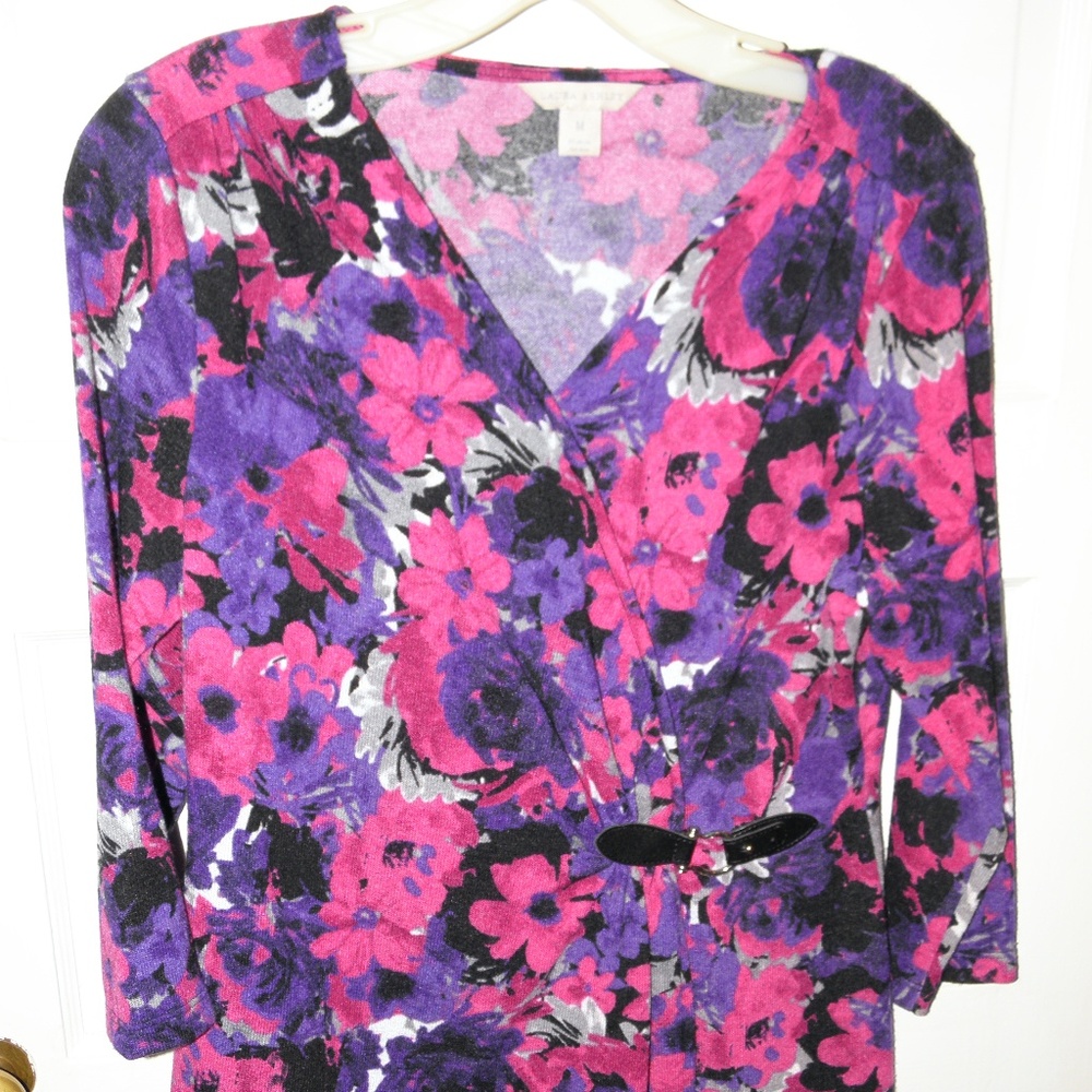 LAURA ASHLEY PINK/PURPLE/BLACK SEXY SWEATER~MEDIUM - Picture 6 of 6